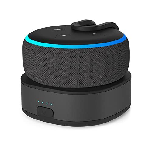 Fanxoo ED3 Base de Bateria para Alexa Echo Dot 3rd Generation, Suporte de Bateria Portátil de Para Echo Dot 3, Banheiro, Varanda ou Jardim, 10000mAh, Preto (não inclui Echo Dot 3rd)