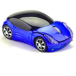 Usbkingdom Mouse sem fio de 2,4 GHz Cool 3D esportivo formato de carro ergonômico com receptor USB para PC, laptop, computador, mulheres pequenas (azul)