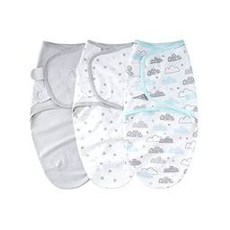 JJone SU3007 3pcs baby swaddle wrap cobertor macio de algodão infantil dormir com padrão de nuvem fofo para bebês meninos recém-nascidos meninas