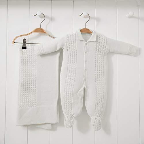 Saída De Maternidade Mami Tricot Modelo Trança Tamanho Rn 02 Peças, Papi Textil, Off White