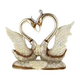 Garneck Estatuetas de Cisne para Casal Ornamento Europeu Amor Pássaros Beijando Figura de Cisne Estátua Decorativa Artesanato Colecionável para Sala de Estar Casamento Peça Central Presente