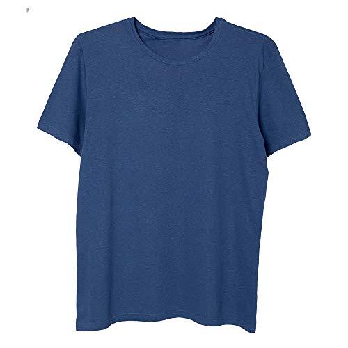 Camiseta Lisa Malha Recotton Gola Careca, Mash, Masculino, Azul Jeans, P