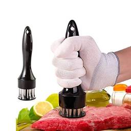 Amaciador Batedor De Carne Bife Com Furador Manual SYANG Aço Inox