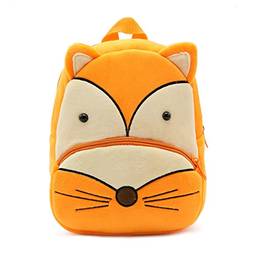 Mochila de criança linda mochila de pelúcia animal cartoon mini bolsa de viagem para meninas meninos de 2 a 6 anos (fox)