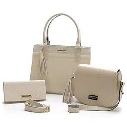 Bolsas Femininas Grande, Pequena e Carteira Santorini Handbag (Creme)