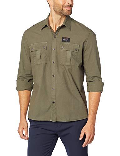 Camisa Co Fio 50 Relax French 2 Pockets Ml Verde Militar Gg