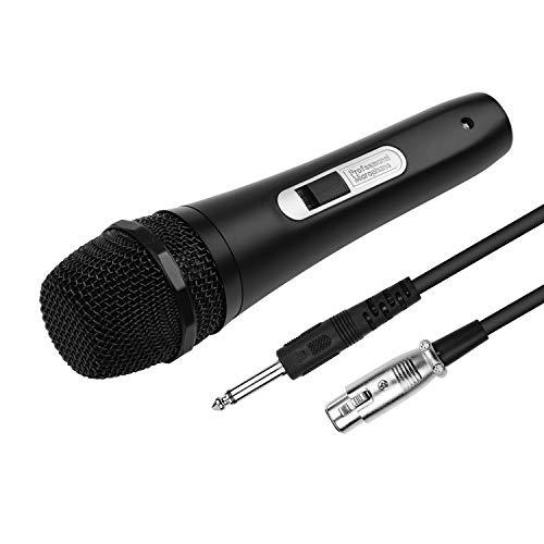 Tomshin Microfone dinâmico com fio portátil e microfone XLR Cabo de 6,35 mm para Karaokê Singing Network, transmissão de fala ao vivo com 5 metros de fio de áudio