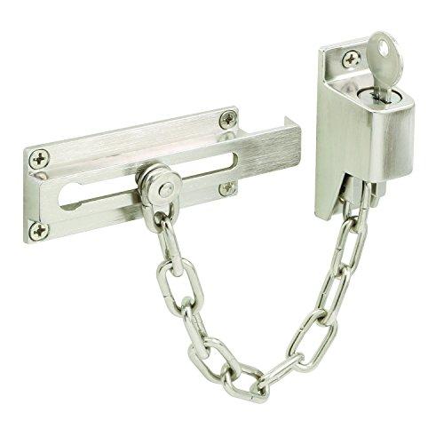Defender Security Proteção de porta de corrente com chave U 11093, 8 cm, acabamento em níquel acetinado