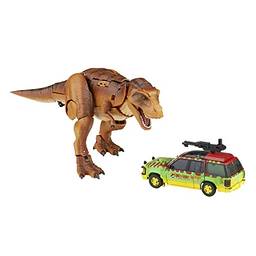 Figura Transformers Collaborative: Jurassic Park Mash-Up, Tyrannocon Rex & Autobot JP93 - F0632 - Hasbro, Verde e marrom