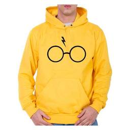 Moletom Canguru Unissex Óculos Harry Potter (Amarelo, GG)