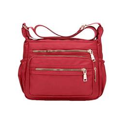 TENDYCOCO Bolsa transversal de nylon, simples, de lazer, para mulheres (roxa), Vermelho, Approx. 26 x 20 x 12 cm
