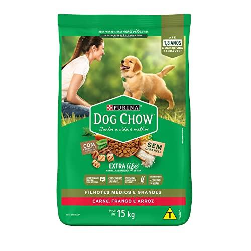 Nestlé Purina Dog Chow Ração Seca para Cães Filhotes Frango e Arroz 15kg Dog Chow Para Akita Filhotes,