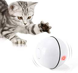 Bolas de brinquedo de gato da Holoyo, brinquedo interativo inteligente de bola de gato, bolas giratórias de 360 graus, recarregável por USB, brinquedo de rolamento automático com luz de LED para exercícios de entretenimento Cat Kitty Pet (branco)