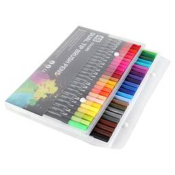 Canetas De Diário,Sailsbury Conjunto de marcadores de 48 cores Canetas coloridas de ponta dupla Marcadores de arte de ponta fina para crianças Adulto Colorir Desenho Ilustrações Artista Esboço