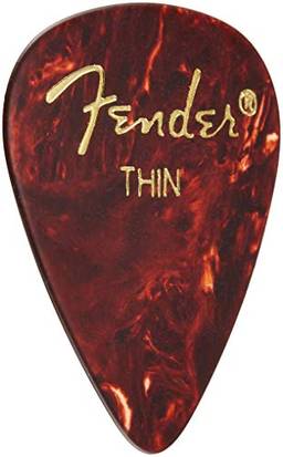 12 Palhetas Fender Celuloide Classic 351 Thin Tortoise Shell, 0.25x3x4 IN