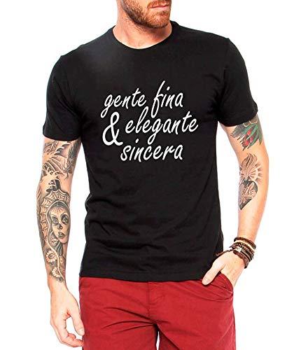 Camiseta Masculina Criativa Urbana Gente Fina Elegante e Sincera Preta