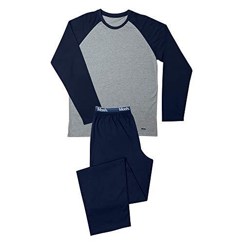 Pijama masculino camiseta manga curta e samba xadrez, Duomo, Mescla, GG