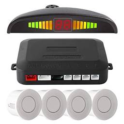 Sensor De Estacionamento Presença Ré com 4 Sensores e Display Aviso Sonoro (Branco)