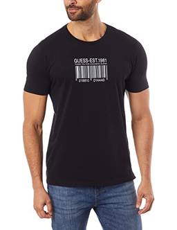 GUESS Silk Código De Barras, T Shirt Masculino, Preto (Black), G3