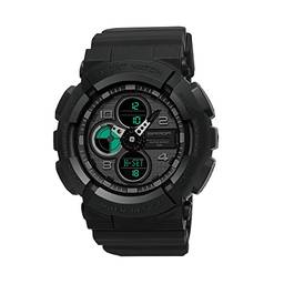 SANDA Luxo Moda Mulher Homens Esportes Relógios Masculinos Estilo G LED Digital Militar Impermeável Relógio Dupla Display Feminino (Black)