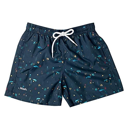 Shorts Infantil Estampado Peixes, Mash, Menino, Azul Marinho, GG