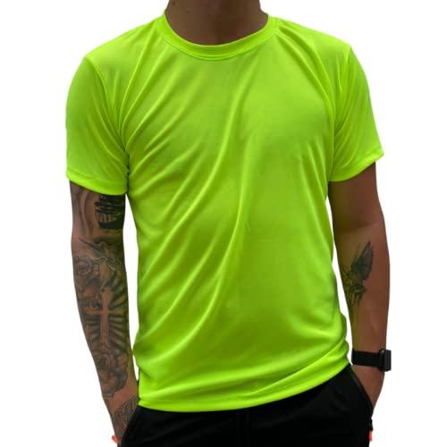 Camiseta Dry Fit Treino Masculina Academia Musculação Corrida 100% Poliéster (G, Amarelo Flúor)