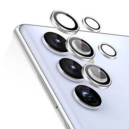 Protetor de lente de câmera ESR compatível com Samsung Galaxy S22 Ultra (2022), vidro temperado ultrafino resistente a arranhões com borda de alumínio, conjunto de 5, prata