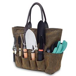 Aibecy Bolsa de ferramentas de jardim Kit de jardinagem Sacola Suporte de kit de ferramentas de jardinagem para gramado Suporte de bolsa de armazenamento com alça ergonômica 7 bolsos