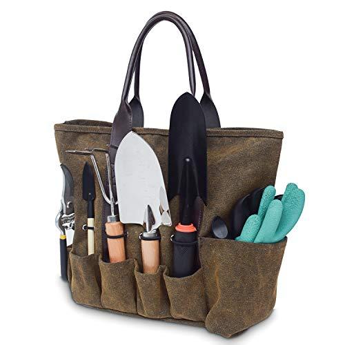 Aibecy Bolsa de ferramentas de jardim Kit de jardinagem Sacola Suporte de kit de ferramentas de jardinagem para gramado Suporte de bolsa de armazenamento com alça ergonômica 7 bolsos