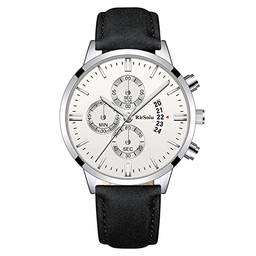 Strachey RS0053 Relógio de negócios elegante e luxuoso para homens Relógio de pulso elegante de quartzo com pulseira de couro 30M à prova d'água/luminoso/relógio analógico de calendário para homens