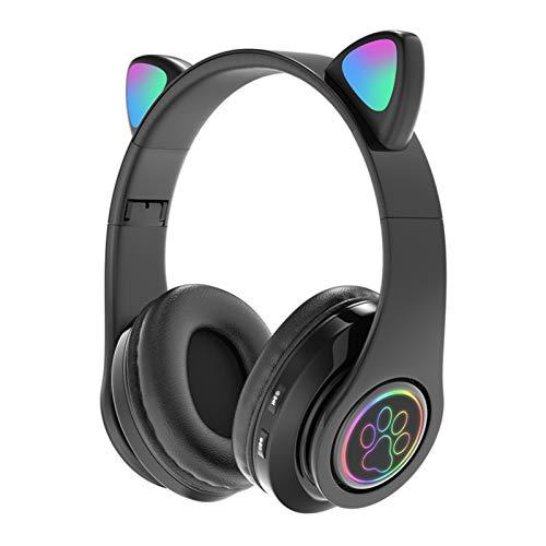 YONGX Fone de ouvido para jogos de vídeo game, Bluetooth 5.0 3D estéreo com microfone cancelador de ruído e luz LED (Rosa/Preto)