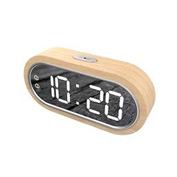 Relógio digital de madeira de faia com alarme duplo soneca usb despertador de mesa termômetro eletrônico led de madeira relógio de mesa 4 níveis de brilho para sala de estar escritório