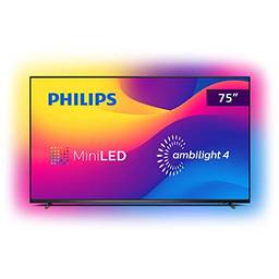 Smart TV 75" Mini LED 4K Ambilight 4 lados 120 Hz Philips 75PML9507/78, Android, P5 AI, Freesync PRO, Dolby Vision Atmos, 70 W RMS