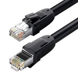 Cabo Ethernet UGREEN Cat 8 Cat8 RJ45 rede LAN cabo de alta velocidade para jogos, PS4, Xbox One, PS3, modem, roteador, PC, Mac, laptop, Preto, 25 feet
