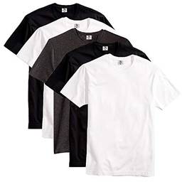Kit com 5 Camisetas Masculina Básica Algodão Premium (Branco Preto Chumbo, M)