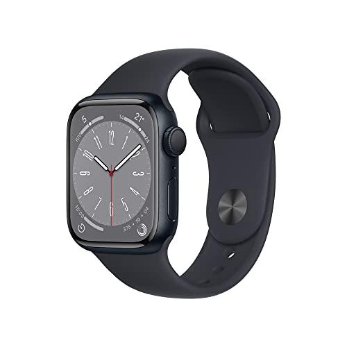 Apple Watch Series 8 (GPS), Smartwatch com caixa meia-noite de alumínio – 41 mm • Pulseira esportiva meia-noite – Padrão