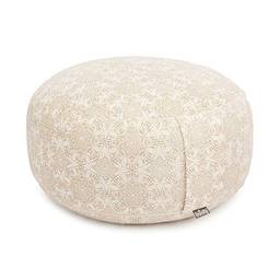Almofada de meditação estampada rondo maharaja capa 100% de algodão e recheio de fibra de paina 17cm x Ø 32cm | 1.7kg (Madurai/Bege)