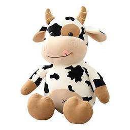 Toyvian 1 Peça de Algodão Macio 2021 de Brinquedo de Vaca de Pelúcia Brinquedo de Pelúcia Adorável Mascote Boneca Elástica de Bezerro Travesseiro de Pelúcia Almofada de Pelúcia