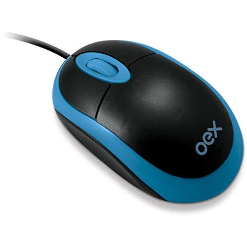OEX Mouse Óptico Mini com Fio 1000 Dpi MS103, Preto e Azul