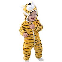Elonglin Macacão Animal Flanela para Bebês Unissex Zíper com Capuz Pijama para Bebês Macia Quente B 6 – 12 meses