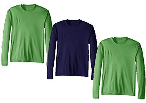 Kit com 3 Camisetas Proteção Solar Uv 50 Ice Tecido Gelado – Slim Fitness - Verde - Verde - Marinho – P