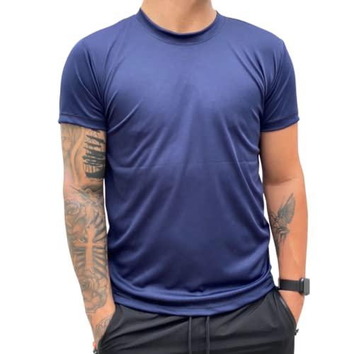 Camiseta Dry Fit Treino Masculina Academia Musculação Corrida 100% Poliéster (P, Azul marinho)