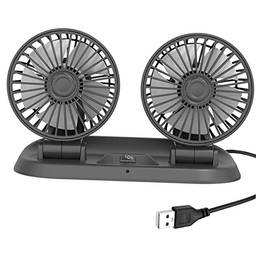 Ventilador de carro de cabeça giratória ajustável 2 velocidades ventilador de ar de resfriamento circulador de ar para Dashdoard veículo carro - USB 5V