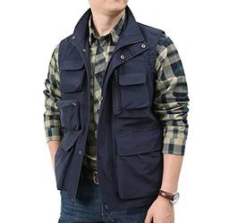 SevenDwarf casaco masculino Colete masculino com vários bolsos fotografia de esportes ao ar livre de secagem rápida, jaqueta de colete tamanho grande
