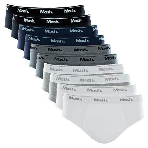 Mash Kit com 10 Cuecas Alg Elast Mash Masculino, M, Azul Marinho/Branco/Cinza Chumbo/Cinza Mescla/Preto