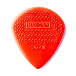 Palheta de guitarra Dunlop 471P3N Max Grip Jazz III, vermelho, pacote com 6