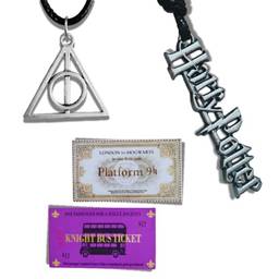 Kit 2 Colares Harry Potter & Relíquias da Morte + Tickets Plataforma 9 3/4