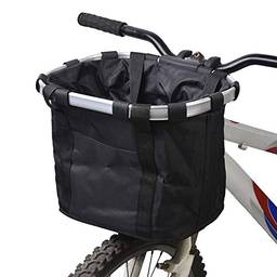 Tomshin Bicicleta e bicicleta removível para bicicleta frente com cesta de lona Bolsa de transporte para animais de estimação Estrutura em liga de alumínio