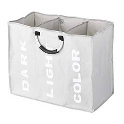 Decdeal 3-seção grande dobrável oxford saco de cesto de roupa suja organizador saco de armazenamento de roupa suja com alças de alumínio