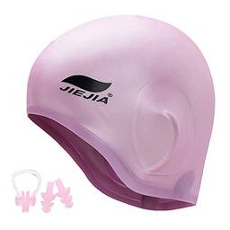 Andoer Touca de natação de silicone 3D ergonômica de proteção auricular touca de natação com clipe de nariz e tampões de ouvido para mulheres e homens